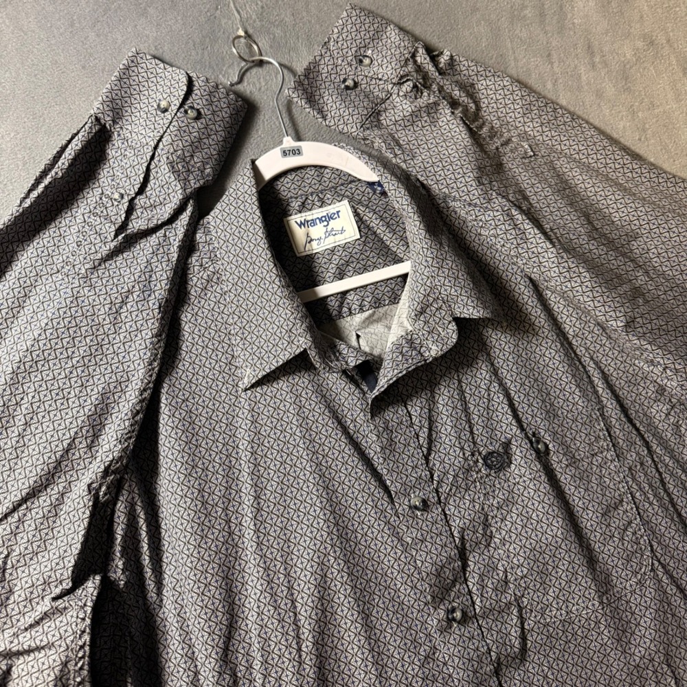 Wrangler George Strait Mens 2XLT Blue Geometric Long Sleeve Button Down Shirt